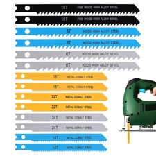 14PCS Universal Jig Saw Blade Set for Wood U-Shank blue, yellow, gray, black 