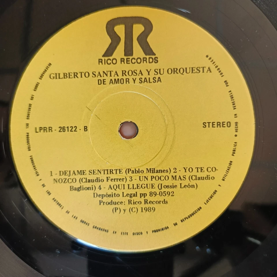 Gilberto Santa Rosa Y Su Orquesta ‎– De Amor Y Salsa [1989] Vinyl LP Salsa RR - Image 4 of 4