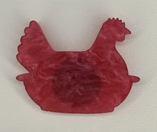 Plastic Acrylic Hen on Nest Chicken Pink Pearlescent Magnet