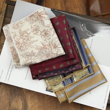 Men's Pocket Square Suit Accessories Vintage Paisley Handkerchief Brown Business