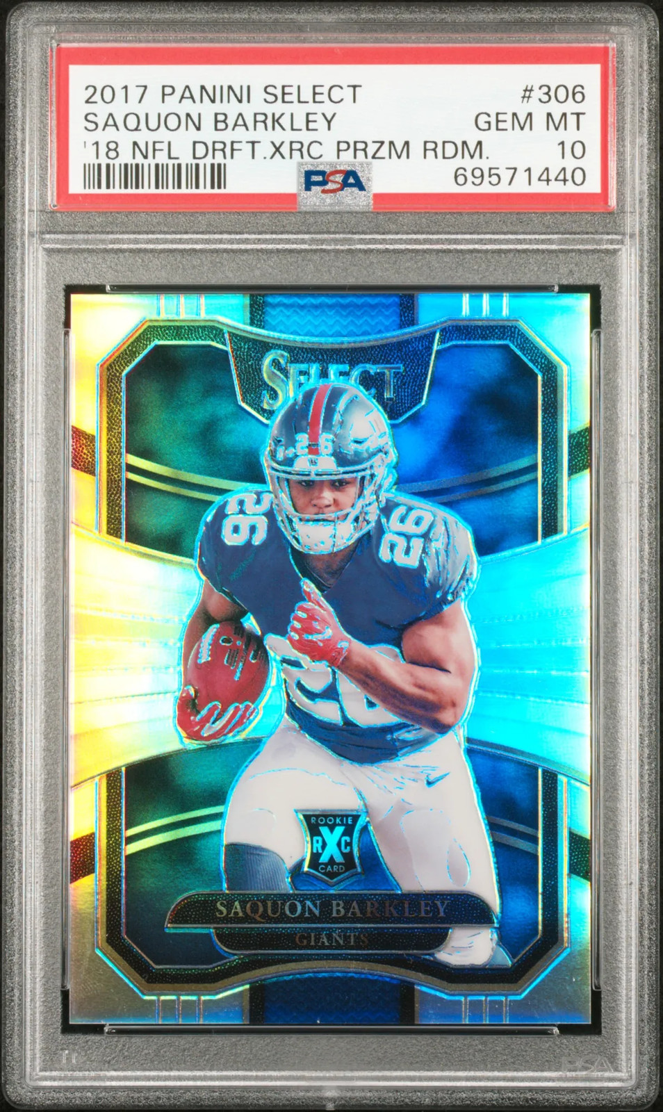 SAQUON BARKLEY 2017 Panini Select Rookie XRC Prizm #306 PSA 10 Giants