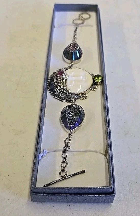 Bali Princess Druzy Quartz Hebei Peridot & Ruby 7.75" Sterling Silver Bracelet - Image 4 of 4