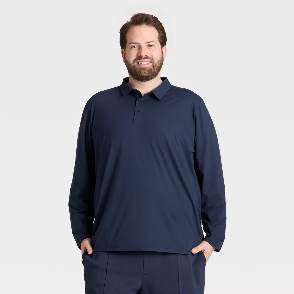 Mens Big Long Sleeve Soft Stretch Polo Shirt - All In Motion 2490₽
