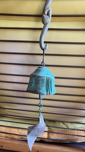 VINTAGE JEFF CROSS HARMONY HOLLOW BRONZE BELL GARDEN WIND CHIME SHELL MOTIF HHBW