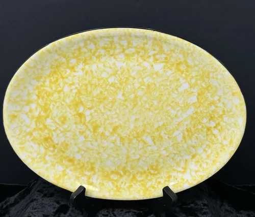 Stangl Spongeware Yellow Black Town & Country 12” Platter Hand Painted Ceramic