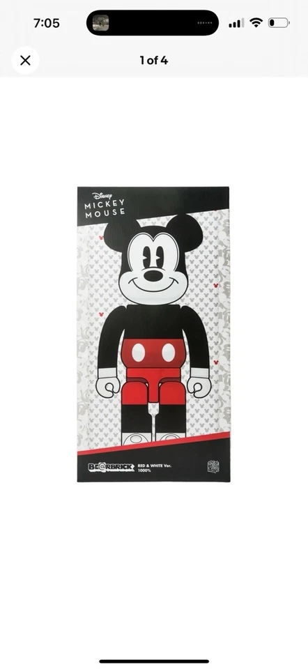 1000% Bearbrick 米老鼠“红白”版本真正的博物馆品质 — 第 2/2 张图片