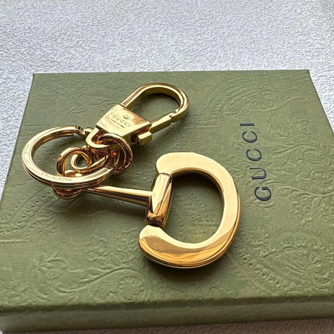 GUCCI Keyring Keychain Bag Charm Gold Horsebit Vintage 02621i thumbnail 13