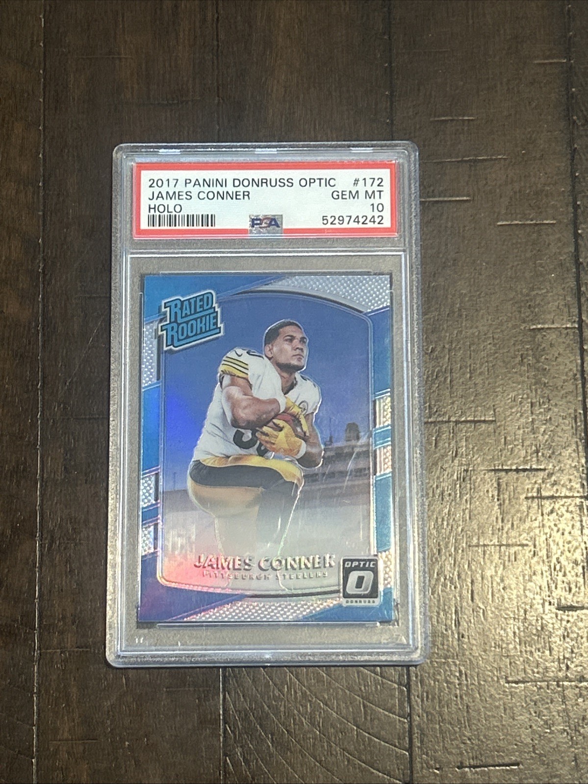 2017 Donruss Optic Rated Holo Prizm James Conner PSA 10 GEM MT Rookie