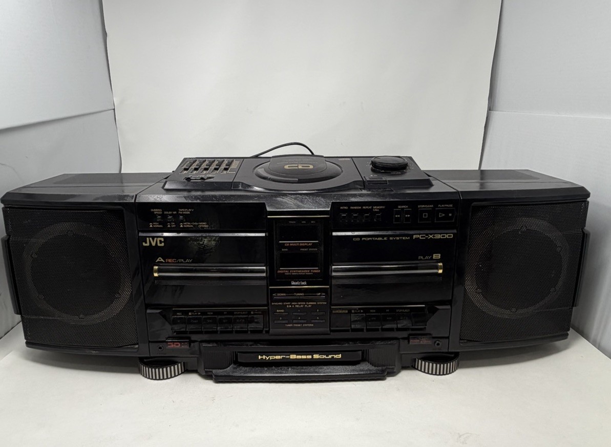 Vintage JVC PC-X300 Boombox CD Cassette AM/FM Radio Hyper-Ba