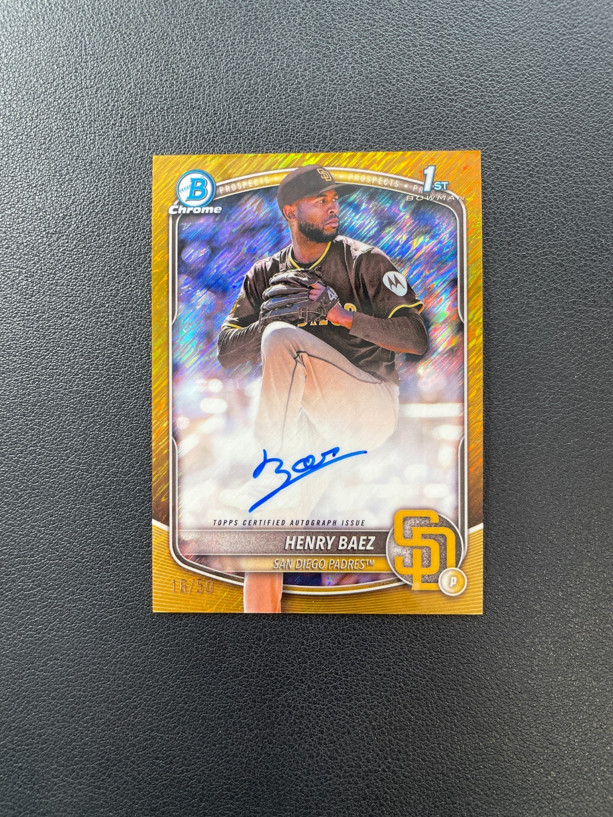2025 Bowman Chrome #CPA-HBA Henry Baez 1st Gold Shimmer Auto 15/50 BJDEL