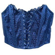 Victoria's Secret Navy Blue Lace Corset Bustier Top S NWT Retro Party