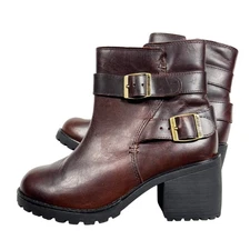 Harley-Davidson Women's Brown Lalanne Double Strap Motorcycle Boots Block Heel 7