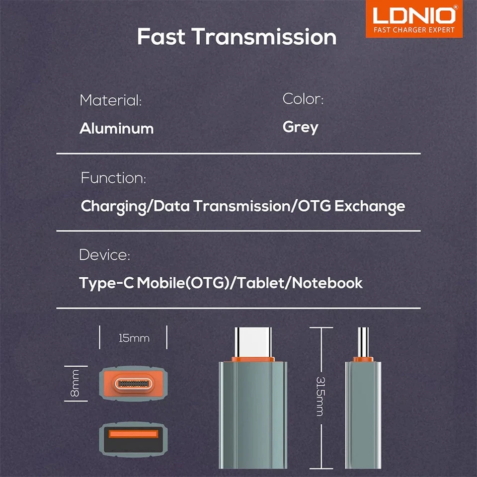 LDNIO LC140 Type-C to to USB 2.0 OTG Adapter converter Fast Transmission - Image 3 of 3