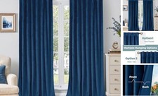 Velvet Curtains 84 Inches 2 Panels, Thermal 52"W x 84"L Pack of 2 Blue