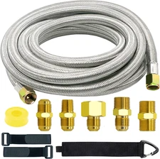 Upgraded 18 Feet High Pressure Braided Propane Hose Extension with Conversion Co