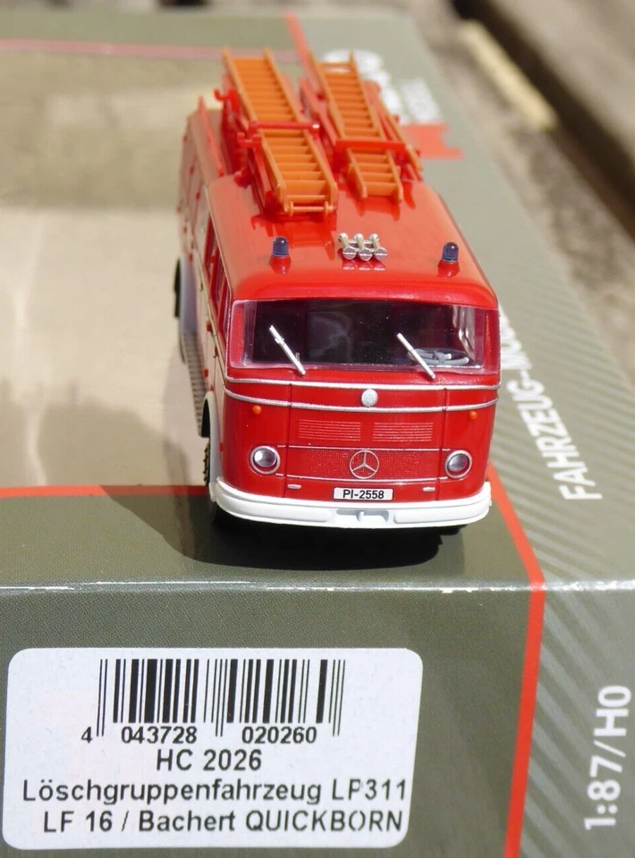 Heico HC 2026 H0 Pompieri Quickborn MB Mercede Benz LP 311 Pullmann Lf 16 1:87 - Immagine 4 di 4