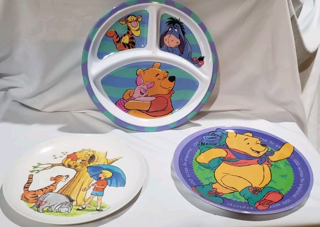 Vtg 3 Zak Design Disney Winnie the Pooh & Tigger Divided Plate Set
