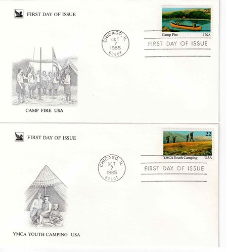 US Scott #2160-63, First Day Covers 10/7/85 Chicago Single Boy Scouts - Picture 2 of 2