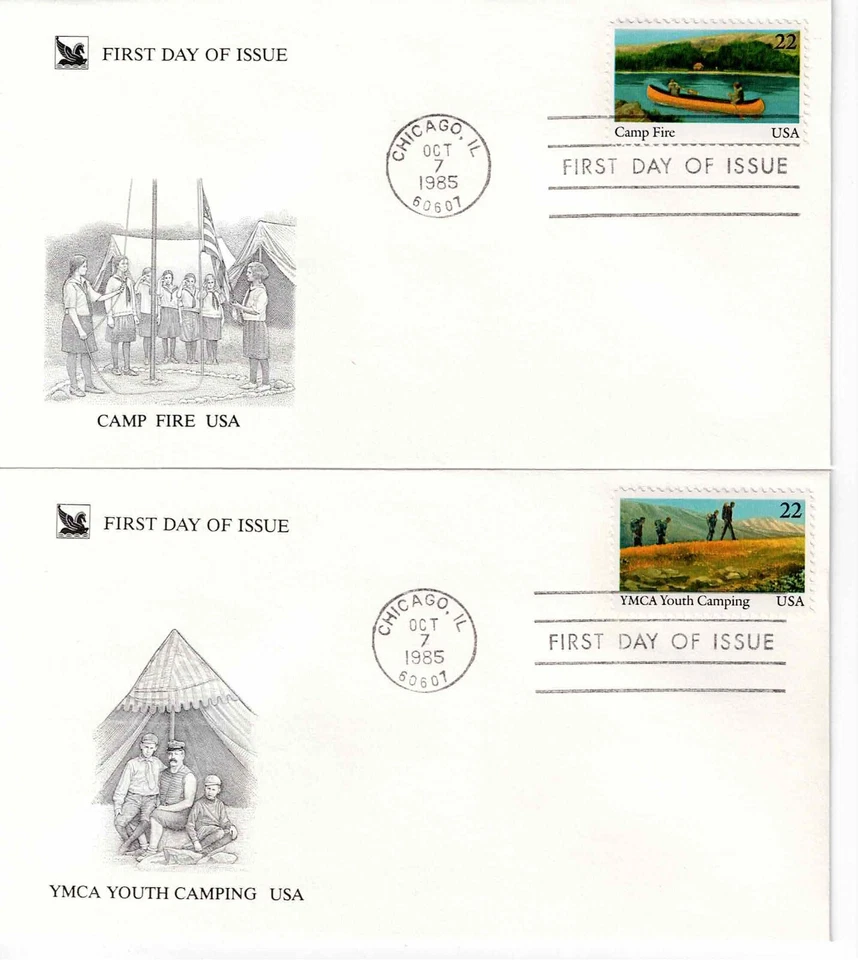 US Scott #2160-63, First Day Covers 10/7/85 Chicago Single Boy Scouts - Image 2 of 2