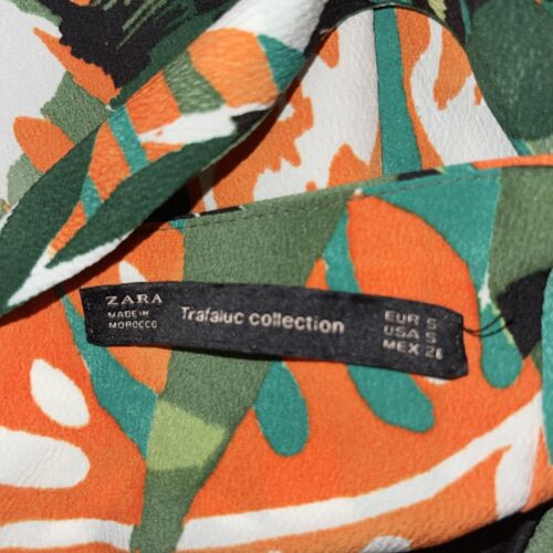 Zara Trafaluc Womens Tropical Jumpsuit Romper Small Halter Style Green Orange - Picture 3 of 6