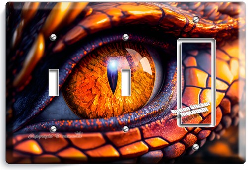 BIG EYE OF A RED DRAGON LIGHT SWITCH OUTLET WALL PLATE HOME PROTECTION ART DECOR - Picture 31 of 34