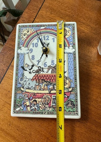 Santa Barbara Ceramic Noah's Ark Clock 1996 Bible Story Animals Sun Moon USA - Picture 7 of 12