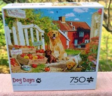 100 COMP. BUFFALO DOG DAYS 750 PIECE JIGSAW PUZZLE BEST FRIENDS IN THE ORCHARD