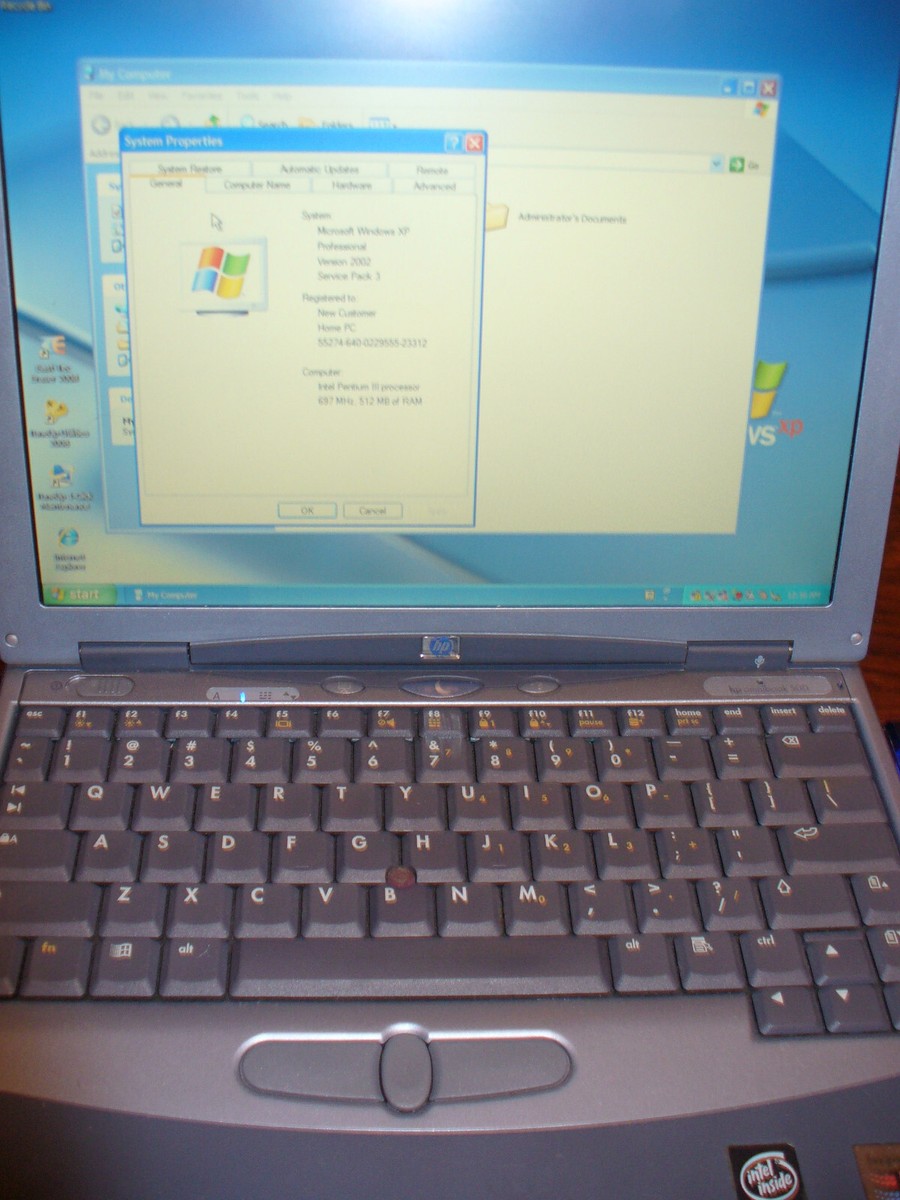 Vintage HP OmniBook 500 Laptop w/dock P III 637MHz 20GB HD 512 MB