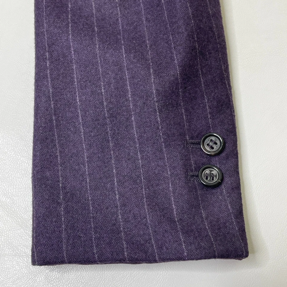 Chaqueta Blazer Sonia Bogner Loro Piana Mujer US 10 Lana Seda Púrpura Rayas Foto 4 de 4