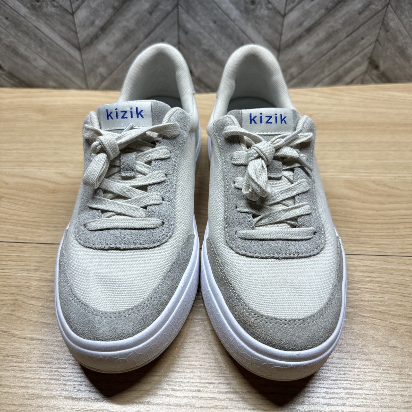 Kizik Shoes Mens 7.5 Prague Bone Beige Canvas Hands Free Slip On Comfort