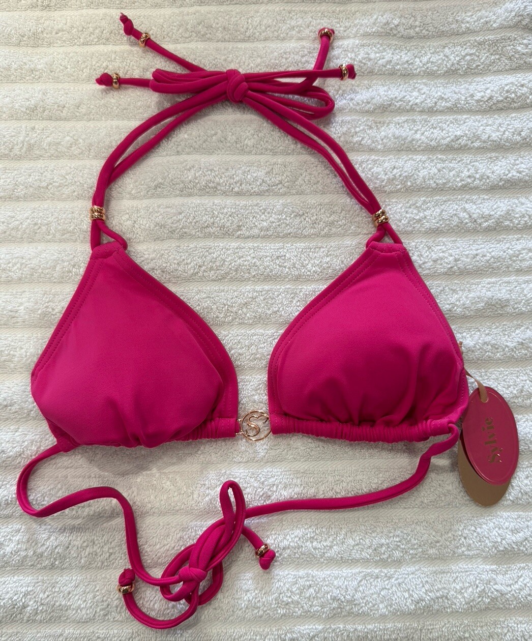 Bikini Hot Pink Triangle  Top 30A Soft Cup Padded None Underwired Swimwear Beach-image