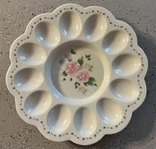 Reston Lloyd Eurita 10” Flowers Deviled Egg Platter Tray Vintage