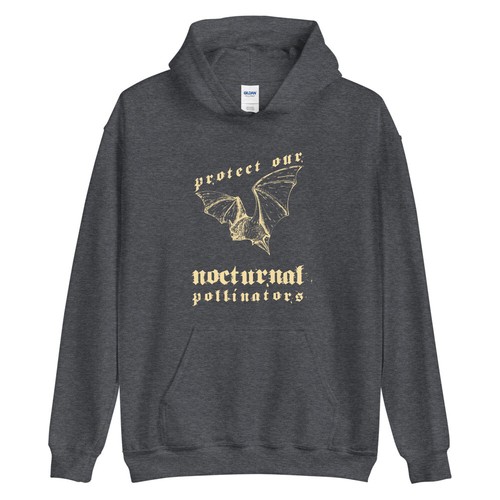 Protect Our Nocturnal Pollinators Bat in Vintage Retro Gothic Unisex Hoodie - Bild 6 von 6