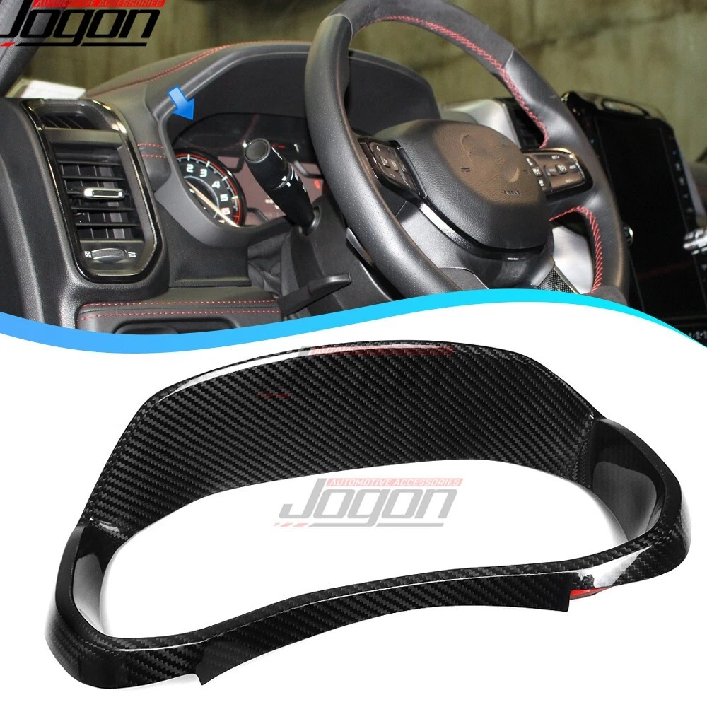 Real Carbon For Dodge Ram 1500 TRX 2021-2024 Car Front Dash Cluster Gauge Covers - Picture 1 of 12
