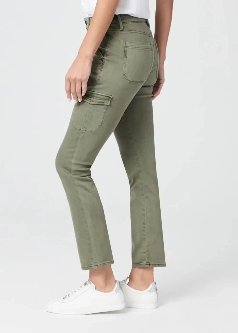 NEW PAIGE JOLIE PANTS VINTAGE IVY GREEN SLIM SKINNY CARGO STRETCH SIZE 28 *B