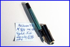 vintage PELIKAN 400 Piston Filler GREEN STRIPED GOLD with M 14c Nib - Cap crack