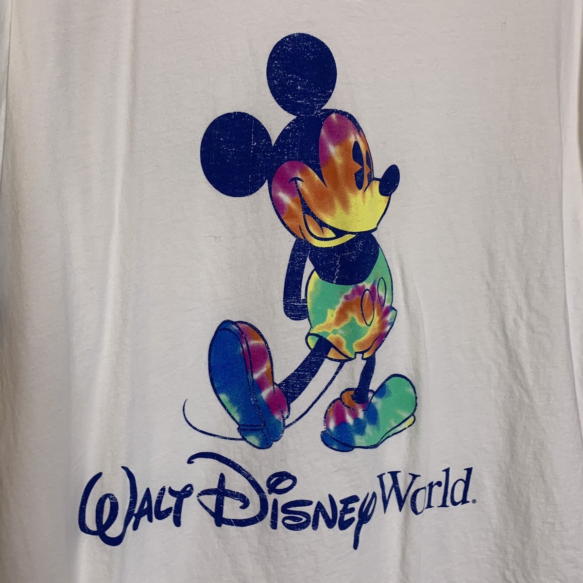 Mickey Mouse T Shirt Adult XL White Tie Dye Print Walt