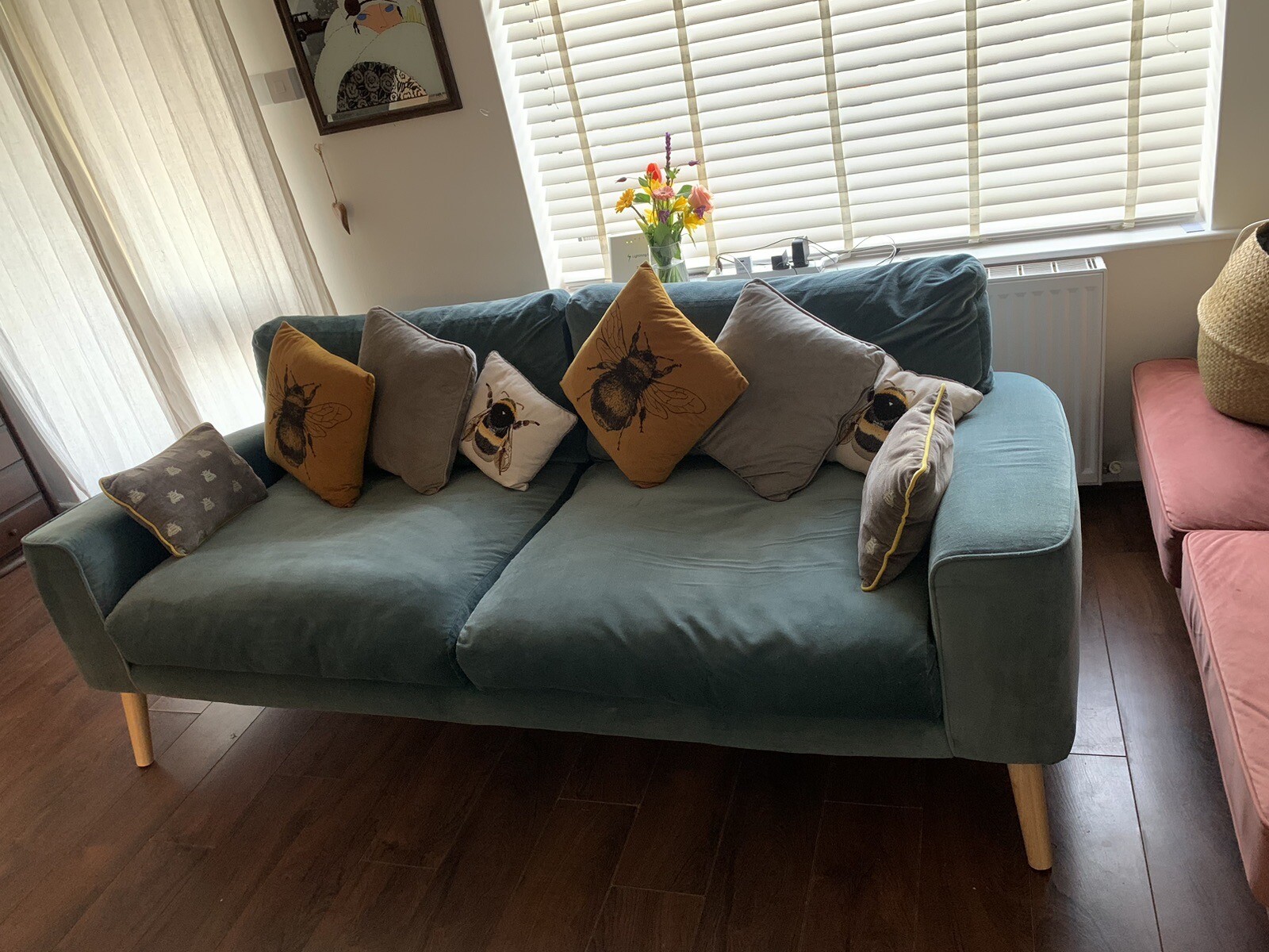 Loaf Strudel Large Sofa Sopping Seagrass Teal Velvet 34 Seater Duck