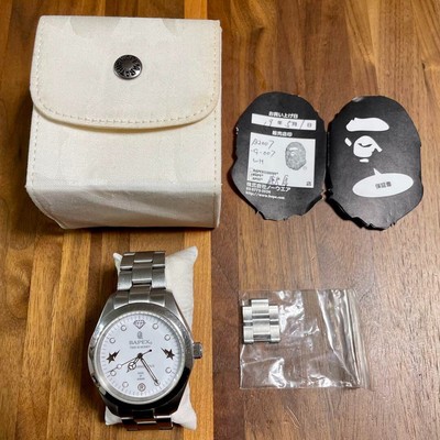A BATHING APE BAPEX Big Face Automatic Watch Bapesta Dial White 