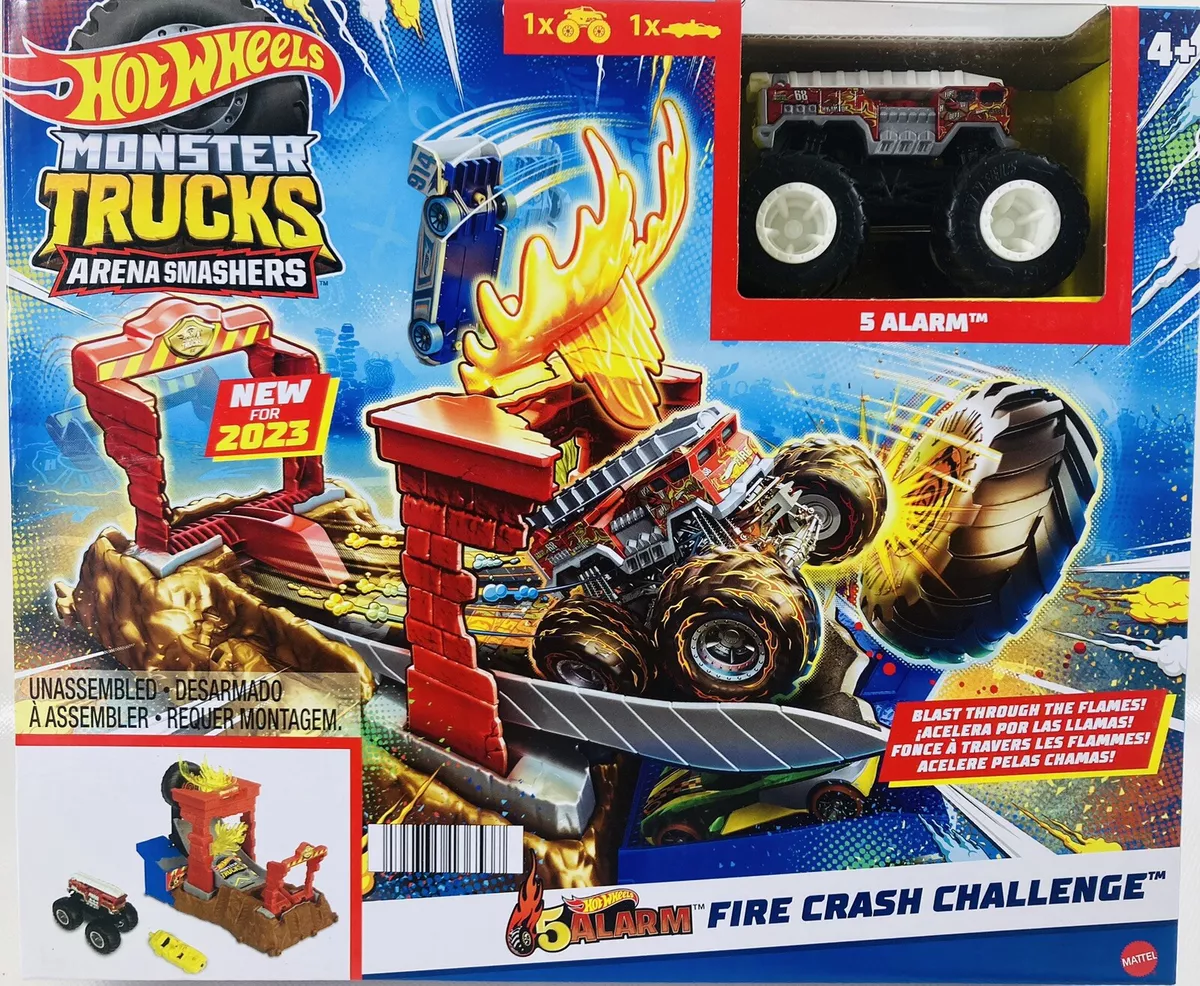 hot wheels monster trucks arena smashers fire crash challenge