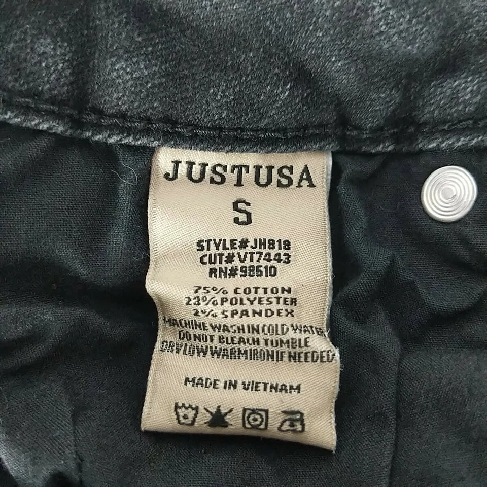 Pantalones Cortos Botín Denim Just USA Auténticos Originales Pequeños Lavado Carbón con Puños Foto 3 de 3