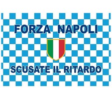 Bandiera Del Napoli Gigante 240x145cm Scusate Il Ritardo Tifoseria Azzurra