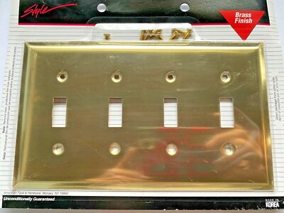 4 Toggle brass quad dimmer wallplate nite style light outlet switch plate covers