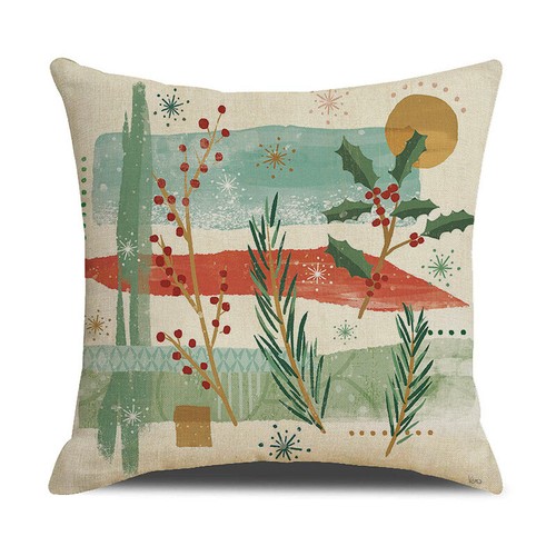 Christmas Joy Green Leaves Throw Pillow Covers Winter Holiday Holly Cushion Case - Picture 14 of 71