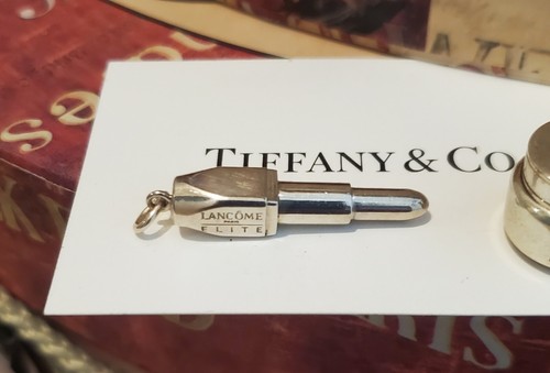 RARE Vintage TIFFANY & Co. Sterling Silver Lipstick & Jar Charm With Box LANCOME - Picture 5 of 9