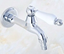 Polished Chrome Brass Wall Mounted Ceramic handle Washing Machine Tap Water Tap