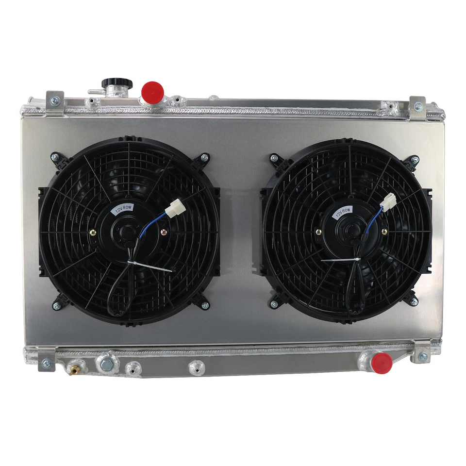 3 Row Radiator+Shroud Fan+Relay for 1993-98,1995 Toyota Supra JZA80 2JZ-GTE 3.0L - Image 2 of 4