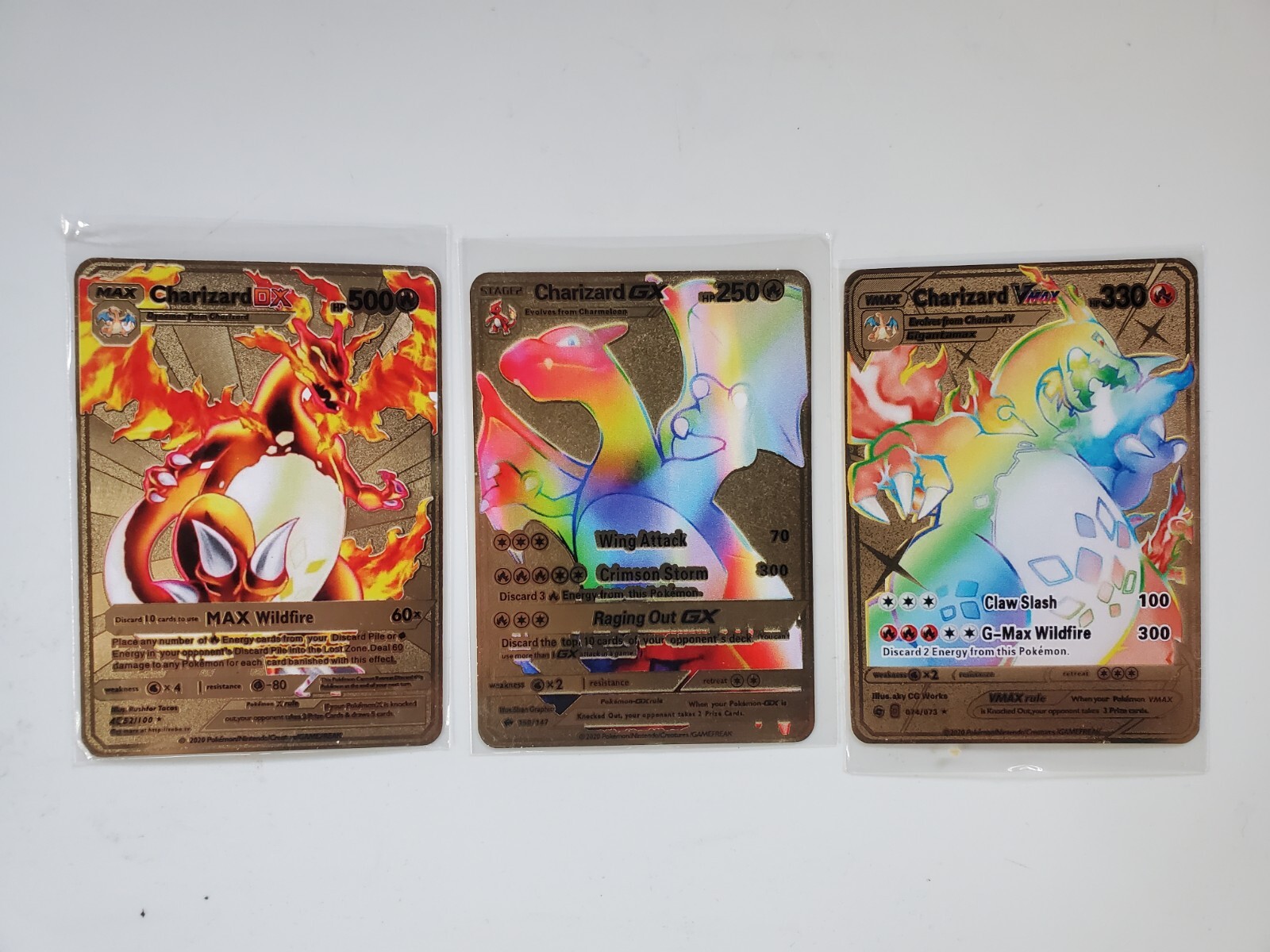LOT x3 Charizard DX - VMAX - GX Gold Metal Card 52/100 Rare Heavy Pokémon  Cards | eBay