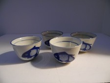 Blue Fish Hand Painted (China) Sake Cups set of 4