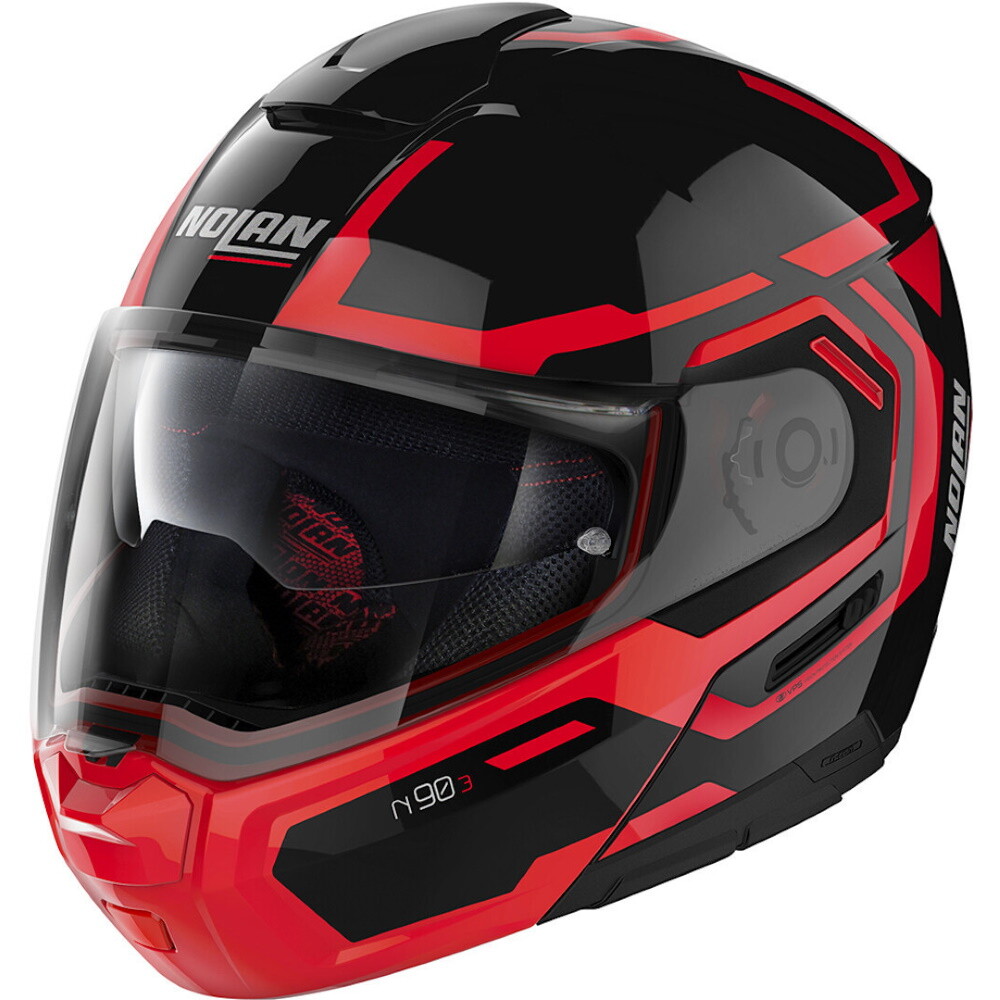 Nolan N90-3 Driller N-Com 025 Motorcycle Flip Up Front Crash Helmet  Black/Red